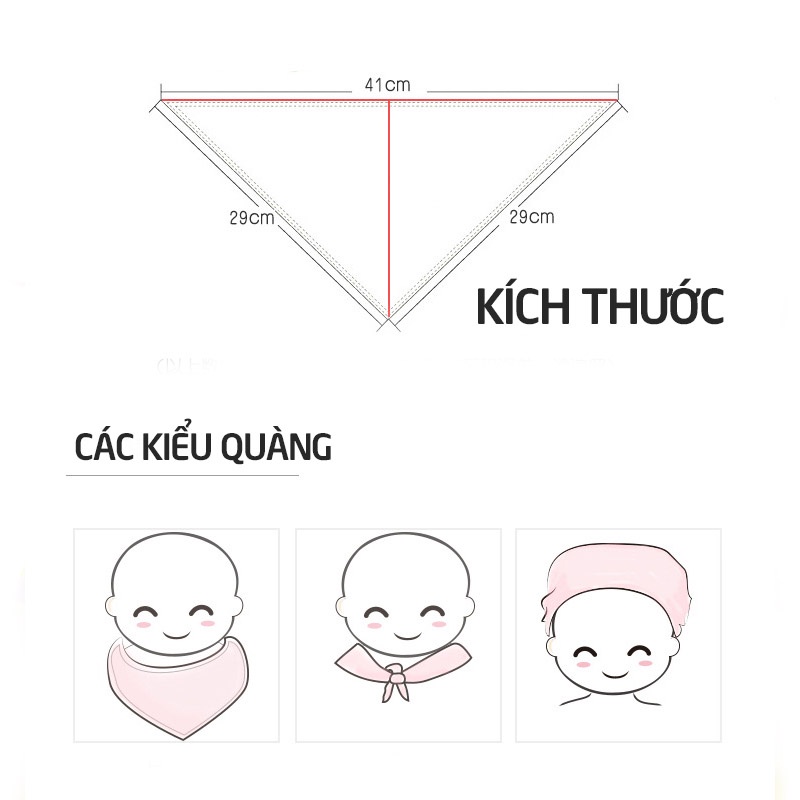 Khăn yếm tam giác cho bé cúc bấm vải xô(uh005005)