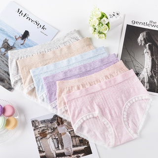 Set 3 Quần Lót Cotton Không Đường May Lưng Vừa Phối Ren Thiết Kế Thoải Mái Dành Cho Nữ Xx1TXT
