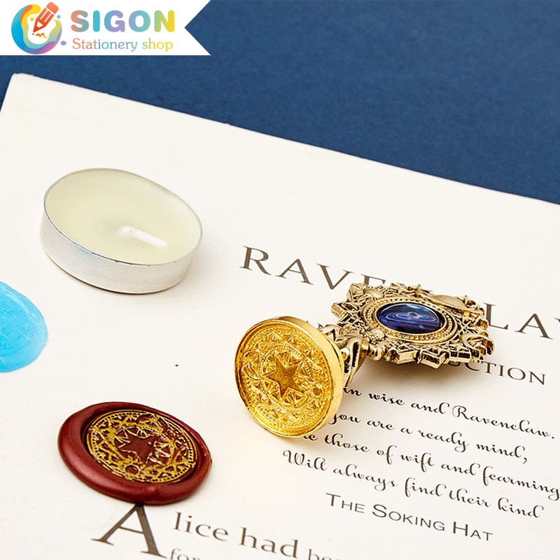 Con Dấu Kim Loại Với Tay Cầm Đính Đá Họa Tiết Bầu Trời Đầy Sao Phong Cách Vintage