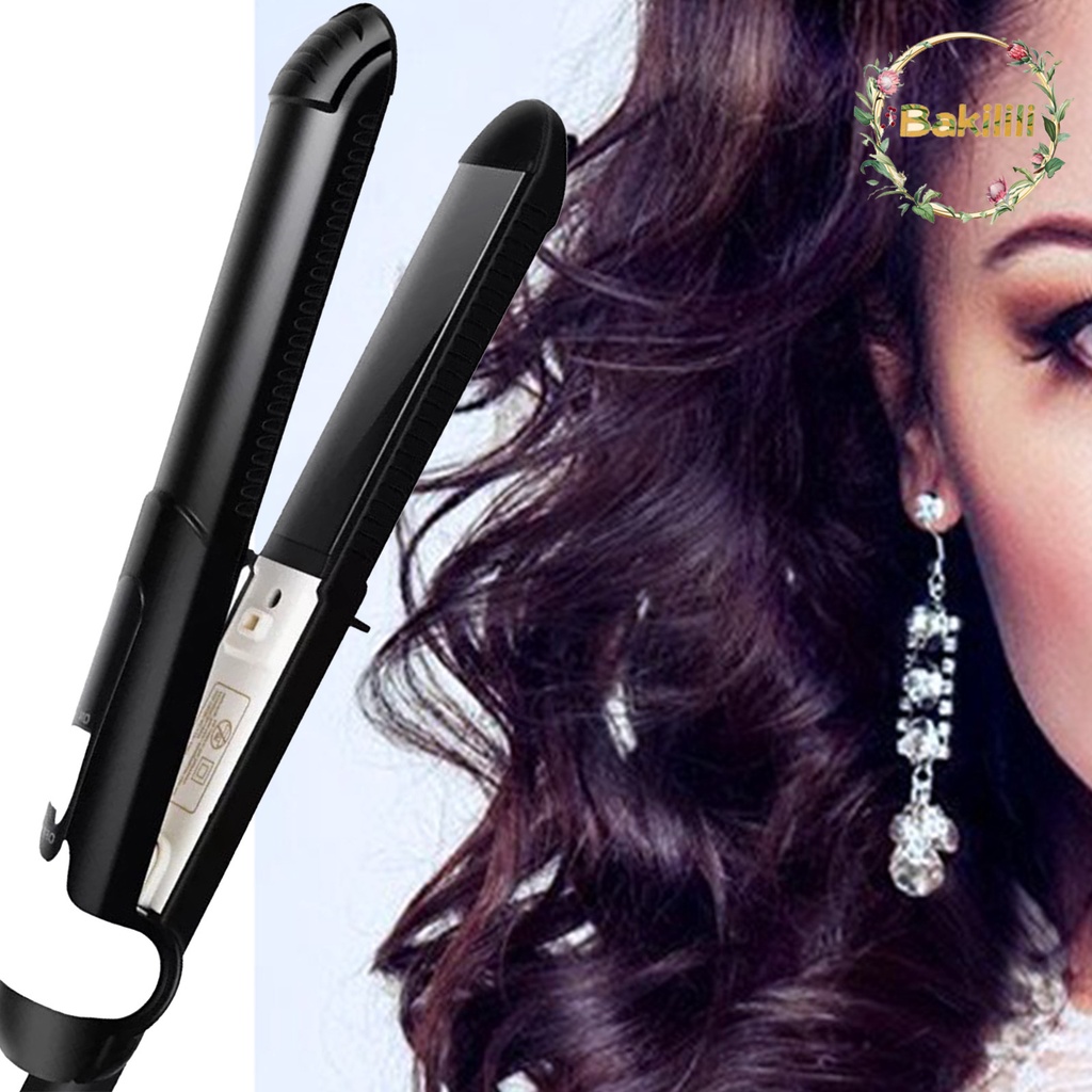 【BK】Hair Straightener Quick Heating Multifunctional Mini Thermostatic Hairstyle Modeling Iron Curler for Beauty