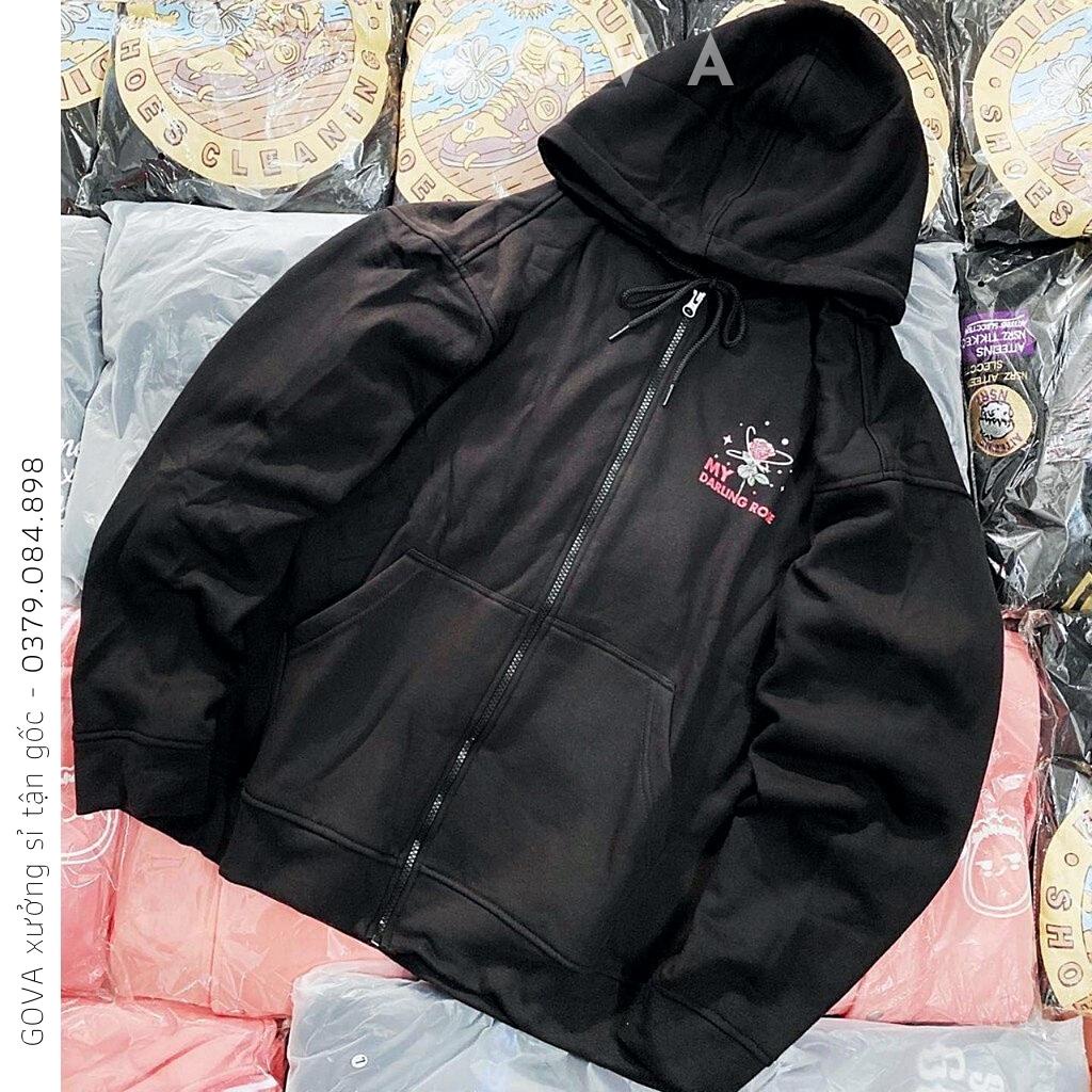 Áo khoác Hoodie nỉ FE PINK PLANTE MOON Dây Kéo form rộng ulzzang Unisex áo nỉ bông nữ AKN24 GOVA
