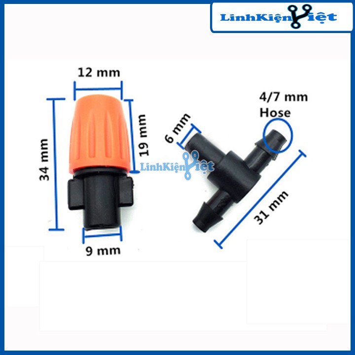 Đầu Béc Phun Sương Tưới Cây Bằng Nhựa 1 Cửa - Chữ T (Phun Ngoài Trời)