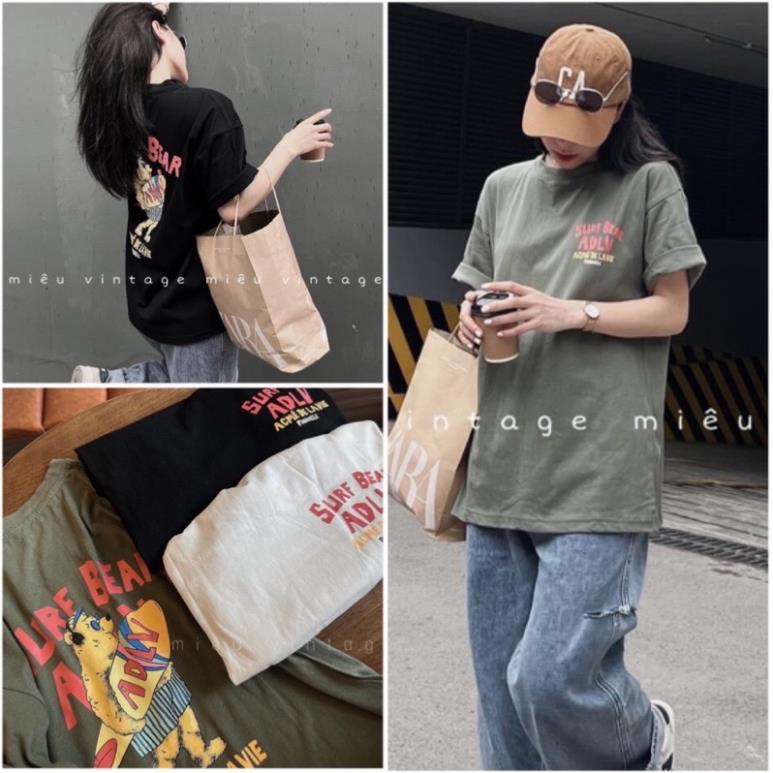 [XẢ KHO] Áo Thun Unisex Freesize Uzzang Nam Nữ, Phông Form Rộng Hình Gấu A.D.L.V(Hàng Sẵn, Ảnh Thật)