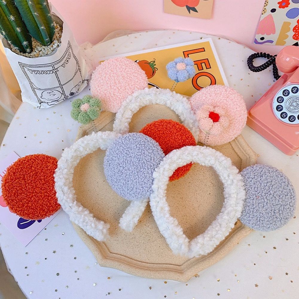 Cài tóc cotton mềm hình tai gấu và bông hoa nhiều màu sắc phong cách Hàn Quốc cho nữ