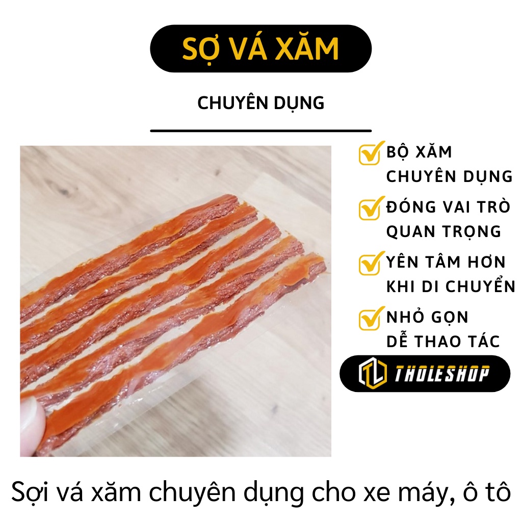 Sợi Vá Vỏ Không Ruột -  Vỉ 10 Sợi Xăm Vá Xe Hơi, Xe Máy Di Động Chuyên Dụng 9576