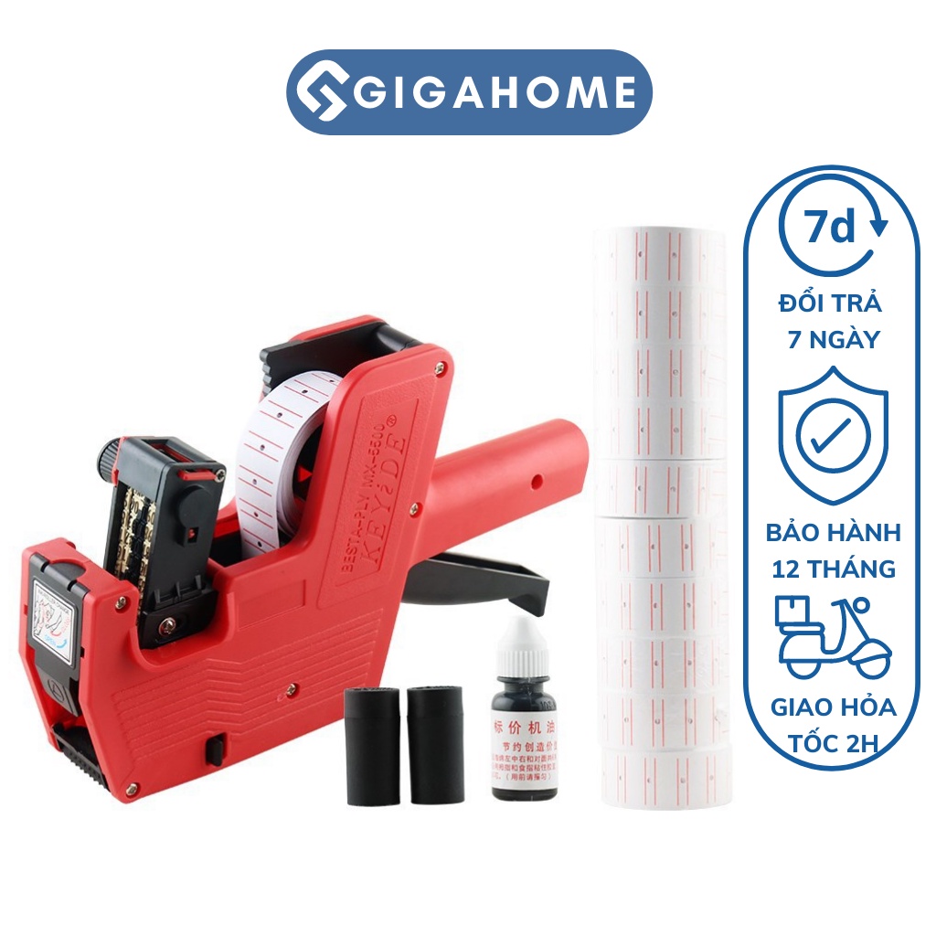 Máy Bấm Giá Tiền, Ghi Dán Giá GIGAHOME Tặng Kèm Mực Và Giấy Tem Dán Dính 4786