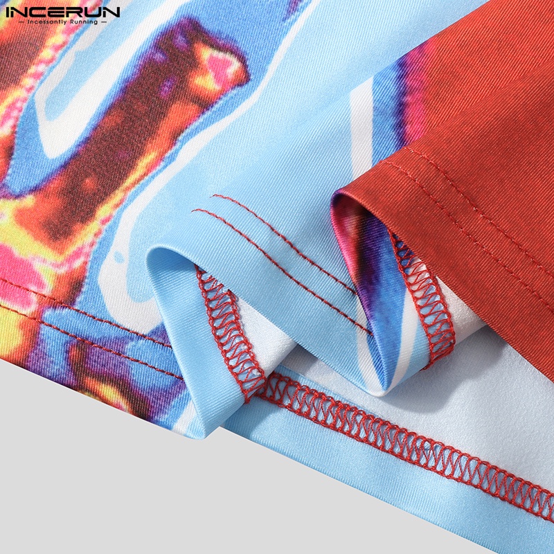 Áo tank top INCERUN sát nách dáng ôm in họa tiết thờI trang cho nam