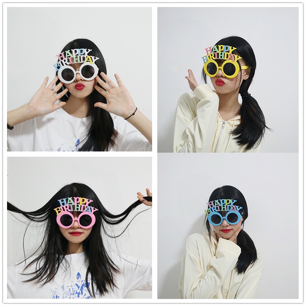 1 Mắt Kính In Chữ Happy Birthday Dễ Thương Phong Cách Hàn Quốc Dành Cho Tiệc Sinh Nhật