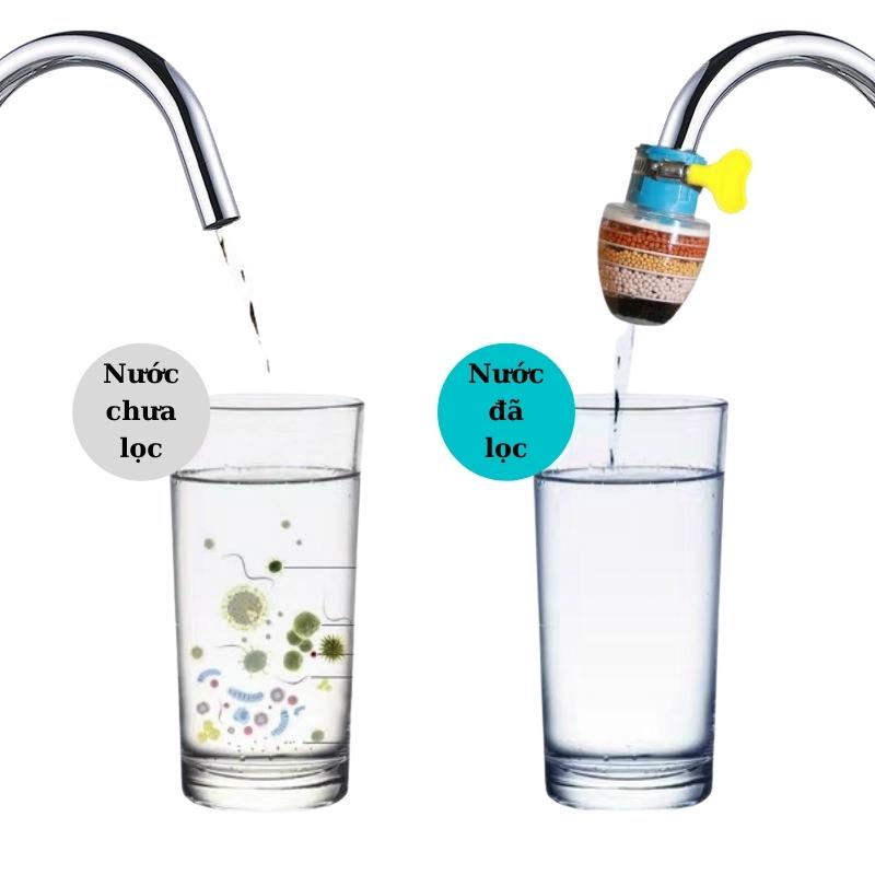 Đầu lọc nước tại vòi lọc trực tiếp gồm 6 tầng lọc