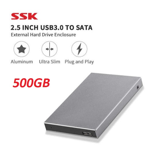 Ổ Cứng Di Động Silicon / SSK vỏ nhôm 500Gb USB 3.0 Chống Sock va đập