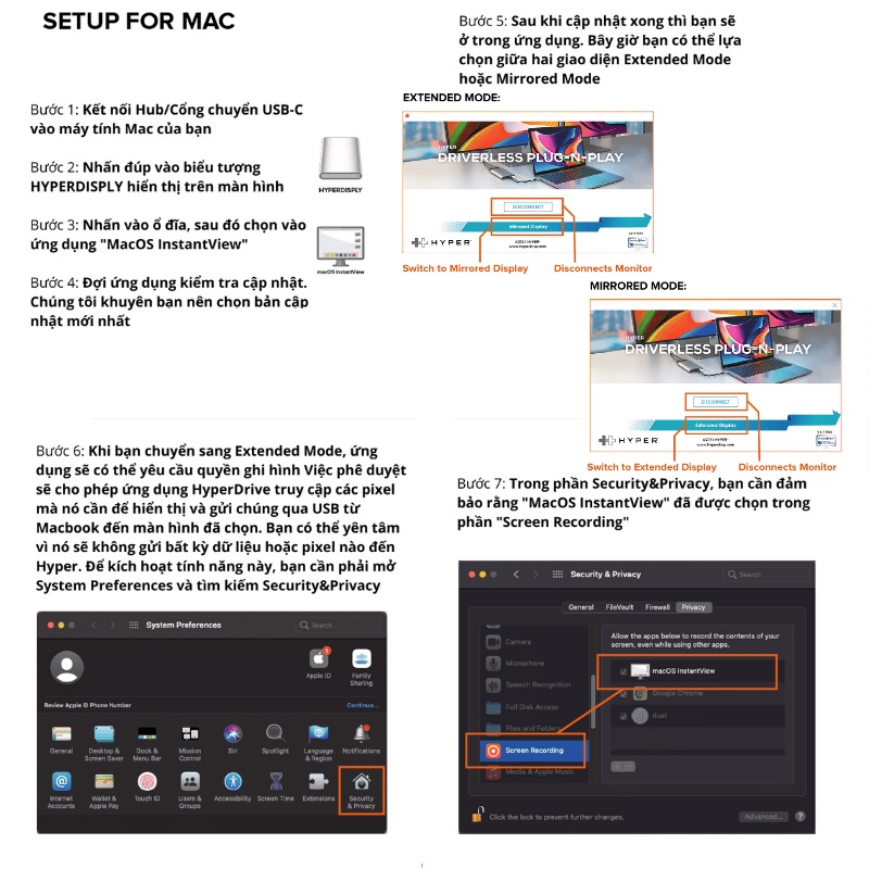 Cổng Chuyển/Hub USB-C Hyperdrive Dual 4K HDMI 10in1 (2 màn hình) Macbook M1