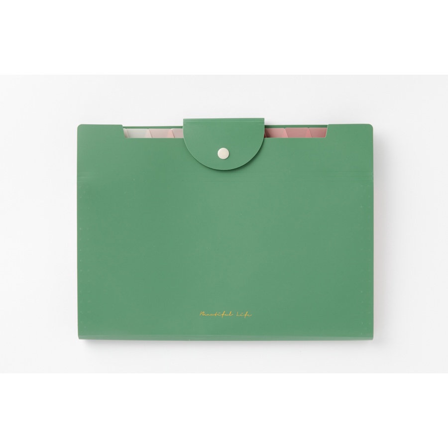 Túi Đựng Tài Liệu ARTBOX Hàn Quốc Màu Xanh Lá Cây 12 Ngăn Có Nút Cài