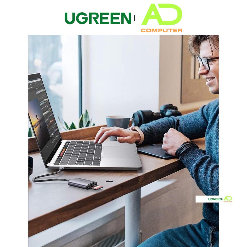 Đầu đọc thẻ SD/TF chuẩn USB 3.1 Type-C Ugreen 80888 vỏ nhôm cao cấp - Hàng phân phối chính hãng