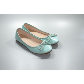 Giày búp bê da bóng màu xanh mint Zara size 35.36