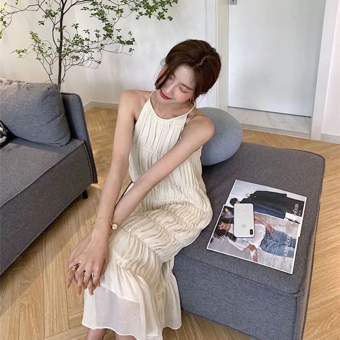 Đầm Voan Hai Dây Dáng Dài Phong Cách Pháp Ngọt Ngào Thời Trang Mới Cho Nữ