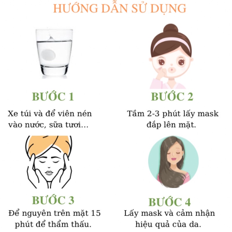 Mặt nạ giấy nén dưỡng da trắng da chống lão hóa dưỡng ẩm giảm mụn m mỹ phẩm Hana