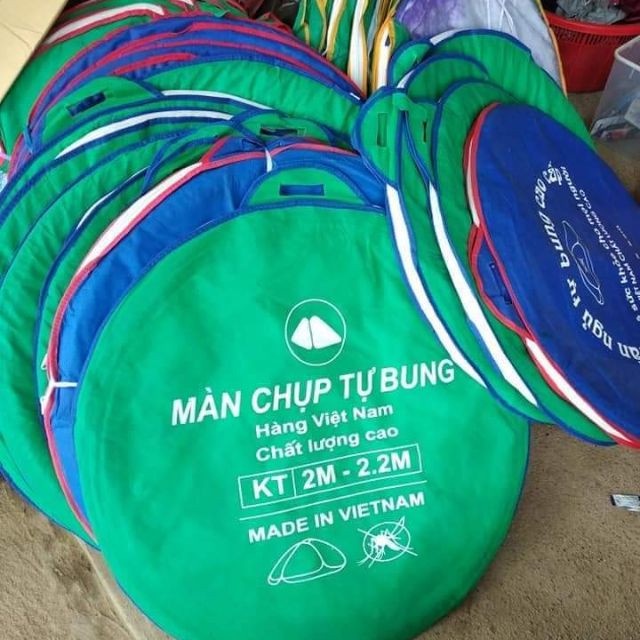 Mùng Chụp Tự Bung Xếp Gọn Hoa Văn (Hàng VN Không Đáy) SIZE 2X2M2
