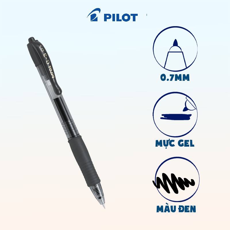 Bút gel Pilot G-2 mực đỏ, xanh, đen, tím BL-G2-5-R