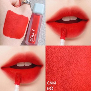 Son kem lì dolly super matte không chì màu cam đỏ