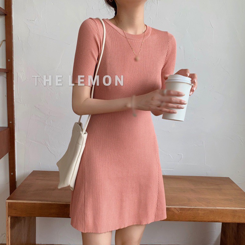 Đầm Dệt Kim Cổ Tròn Thiết Kế Đơn Giản Xinh Xắn Thời Trang Dành Cho Nữ