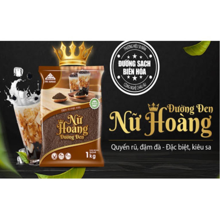 Đường đen Nữ Hoàng Biên Hòa gói 1kg (nguyên liệu làm sữa tươi trân châu đường đen siêu ngon)