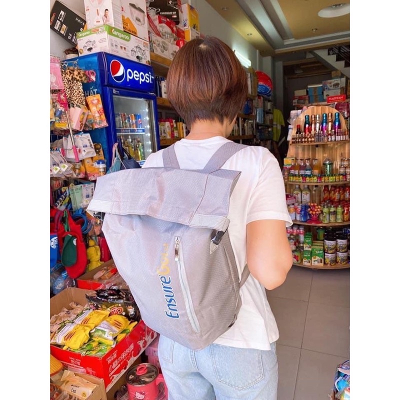 Balo thể thao vải dù quà sữa Ensure màu đỏ xanh xám