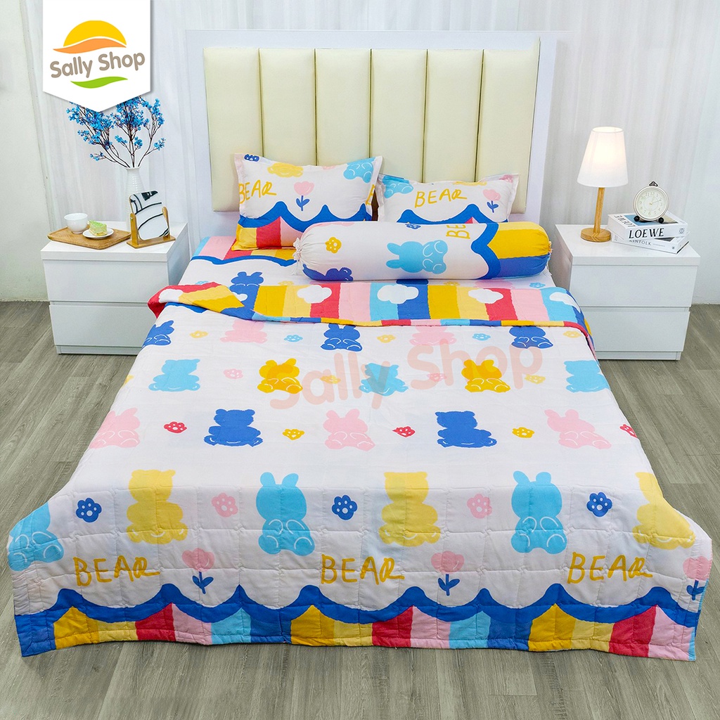 Siêu Phẩm Bộ Chăn Ga Gối 4 Món Cotton Poly Hè Thu Mẫu Mới GẤU BEAR