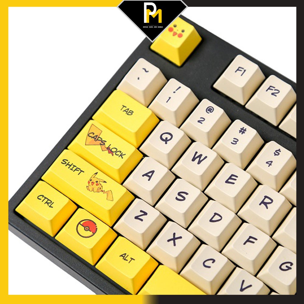 Keycap pbt pikachu cherry profile V2 140 phím, nút thay cho bàn phím cơ của pcmaster