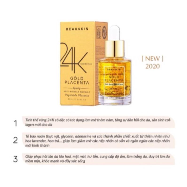 Serum tinh chất, chống nhăn, giúp căng cơ mặt 24K BEAUSKIN LUXURY GOLD PLACENTA Hàn quốc 30ml