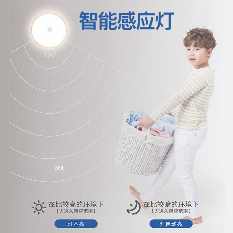 Đèn LED cảm biến cơ thể con người, sạc, đầu giường, phòng ngủ, nhà, tự động, không cắm, điều khiển bằng giọng nói, đèn đ