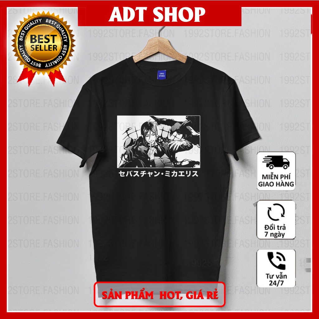 Áo thun Kuroshitsuji Black Butler Sebastian Michaelis (ĐEN) ngắn tay ADT|Shop