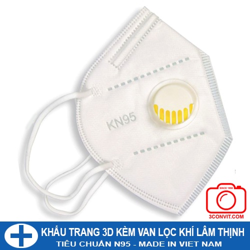 Hộp 10 khẩu trang 3D kèm van lọc khí Lâm Thịnh tiêu chuẩn N95