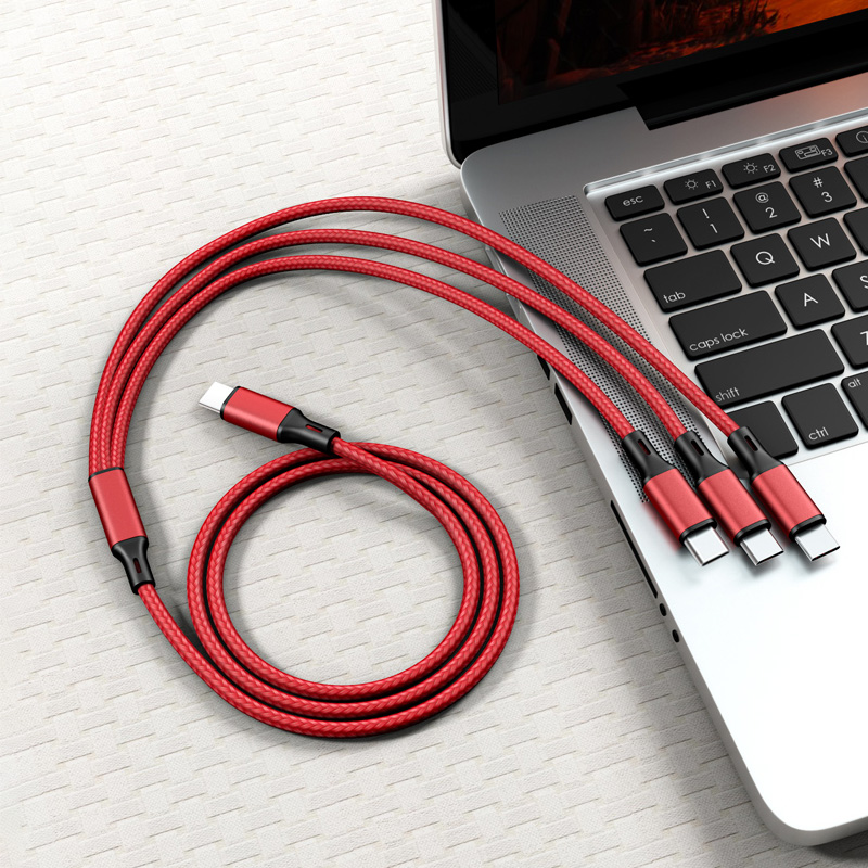 Cáp Sạc HdoorLink 3 Trong 1 Type C/ Micro USB Sạc Nhanh PD Với Thiết Kế Nylon Bện Cho iProduct 12 Android