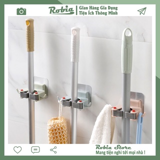 Kẹp Giữ Chổi Cây Lau Nhà, Kẹp Ô Dù Đế Inox Dán Tường Chắc Chắn, Có Móc Treo Đồ