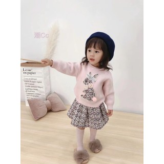 Set chân váy dạ kèm áo len thỏ