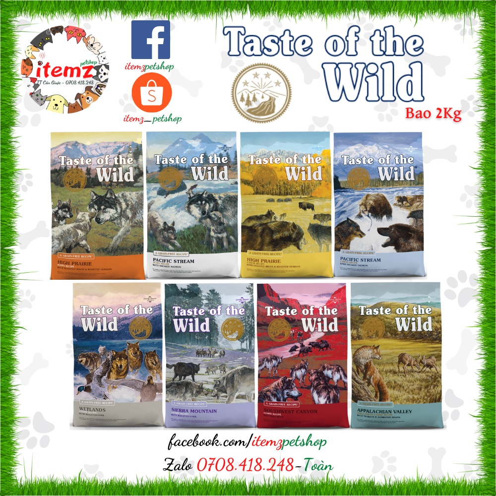THỨC ĂN HẠT CHO CHÓ MỌI LỨA TUỔI - TASTE OF THE WILD - 2Kg
