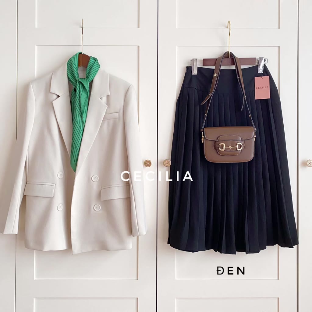 Áo blazer nữ dài tay 2 lớp CECILIA Design thiết kế AZURA (ảnh thật), khoác vest form suông có lót, đệm vai, dài qua mông | BigBuy360 - bigbuy360.vn