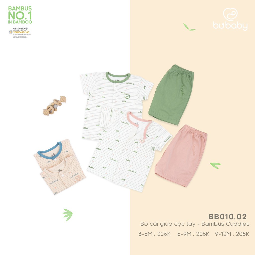 Bộ cộc tay cài giữa Bu, Bubaby 3m - 18m