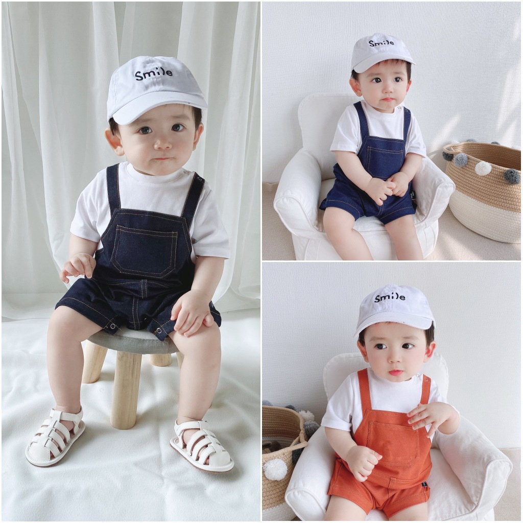 Bộ Áo Liền Quần Tay Ngắn Bằng Vải Cotton Dễ Thương Dành Cho Bé Trai Bé Gái 0-24 Tháng Tuổi