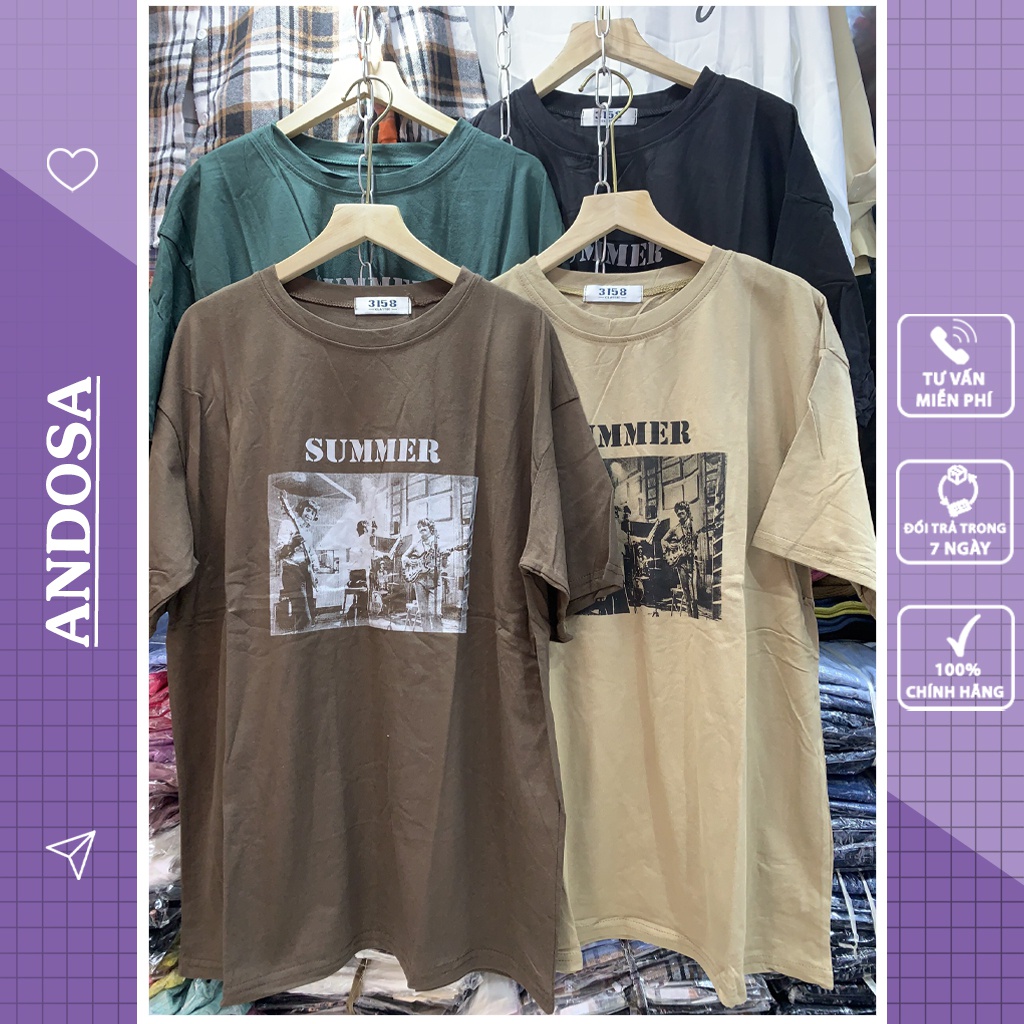 Áo thun nam nữ tay lỡ form rộng in hình phông 3158 chất cotton khô hàng Quảng Châu ANDOSA AT23