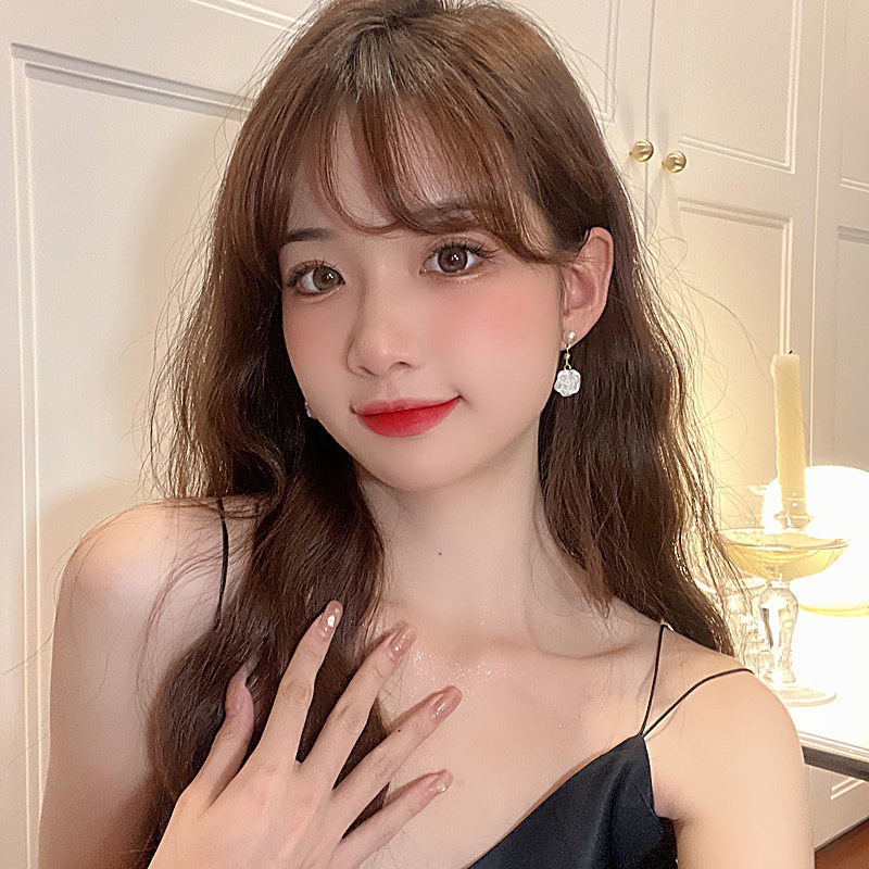 [Augustcloth | AugustJewelry] Bông tai/ Hoa tai 1 bông hoa hồng trắng có đính hạt