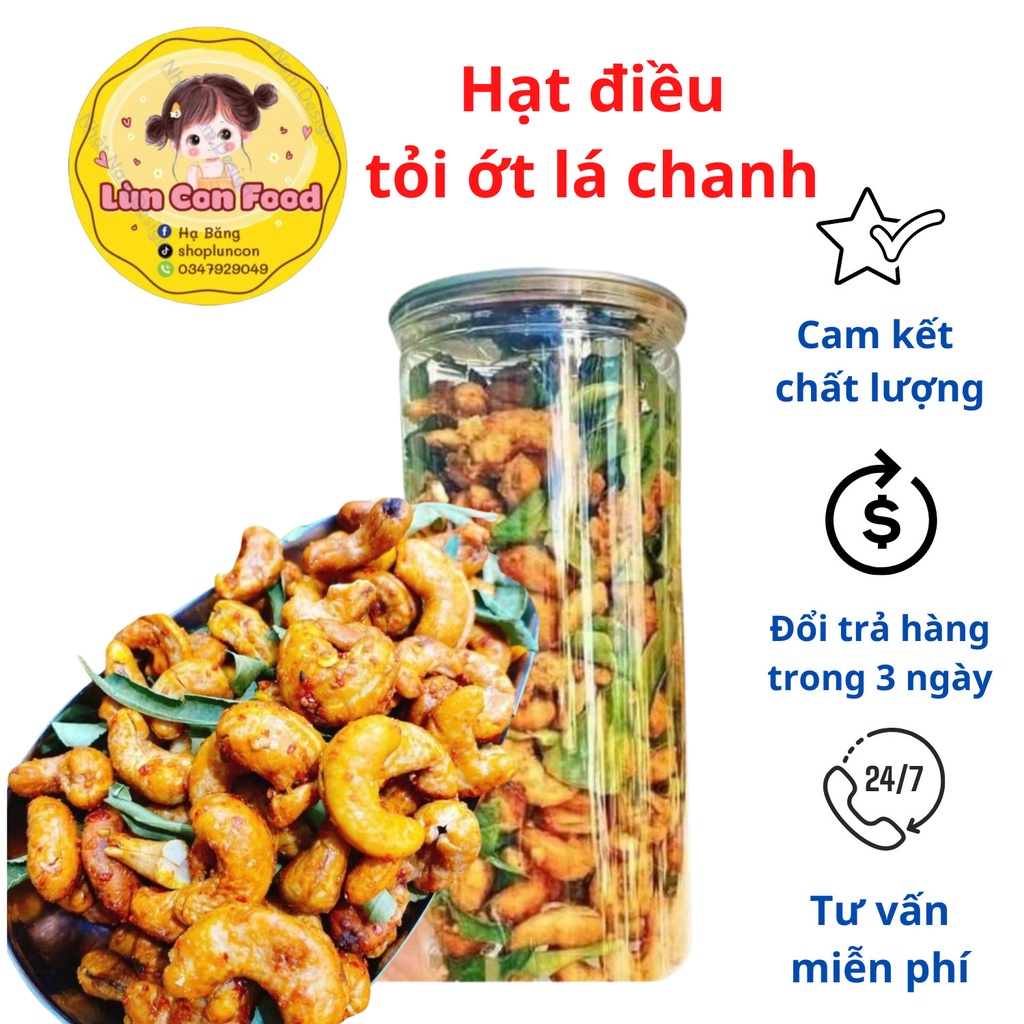 HẠT ĐIỀU TỎI ỚT LÁ CHANH HŨ 500GR