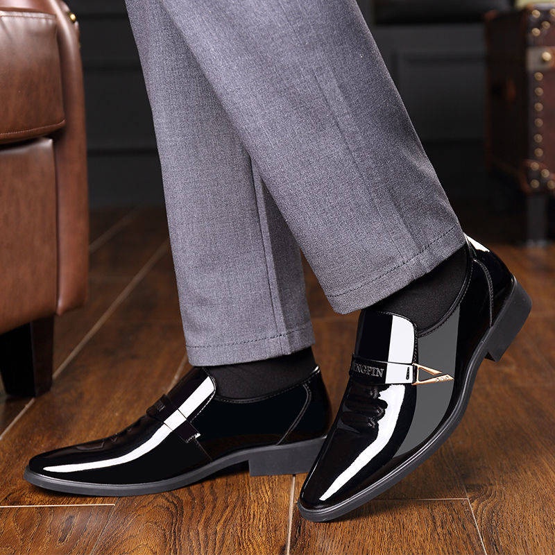 Leather shoes men's foot business dress casual men Korean plus velvet go shoes