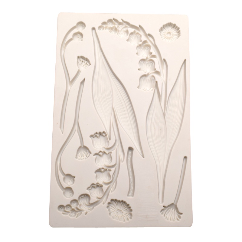 Khuôn silicon cành hoa Linh Lan 12x19cm làm bánh rau câu 3D 4D nhấn xôi, fondant, socola, nến hanmade
