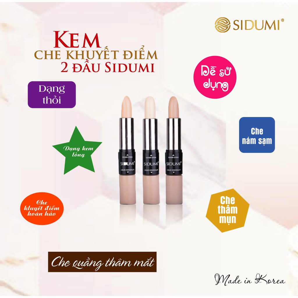 Kem Che Khuyết Điểm 2 Đầu Sidumi - Sidumi Cover Stick Liquid Concealer SDM CK305