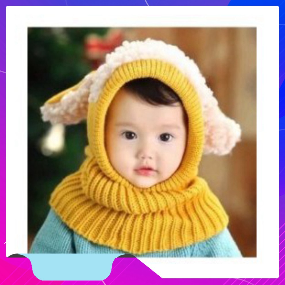 [FREE SHIP] Mũ Len Tai Cừu Liền Khăn Cho Bé Yêu [FREE SHIP]