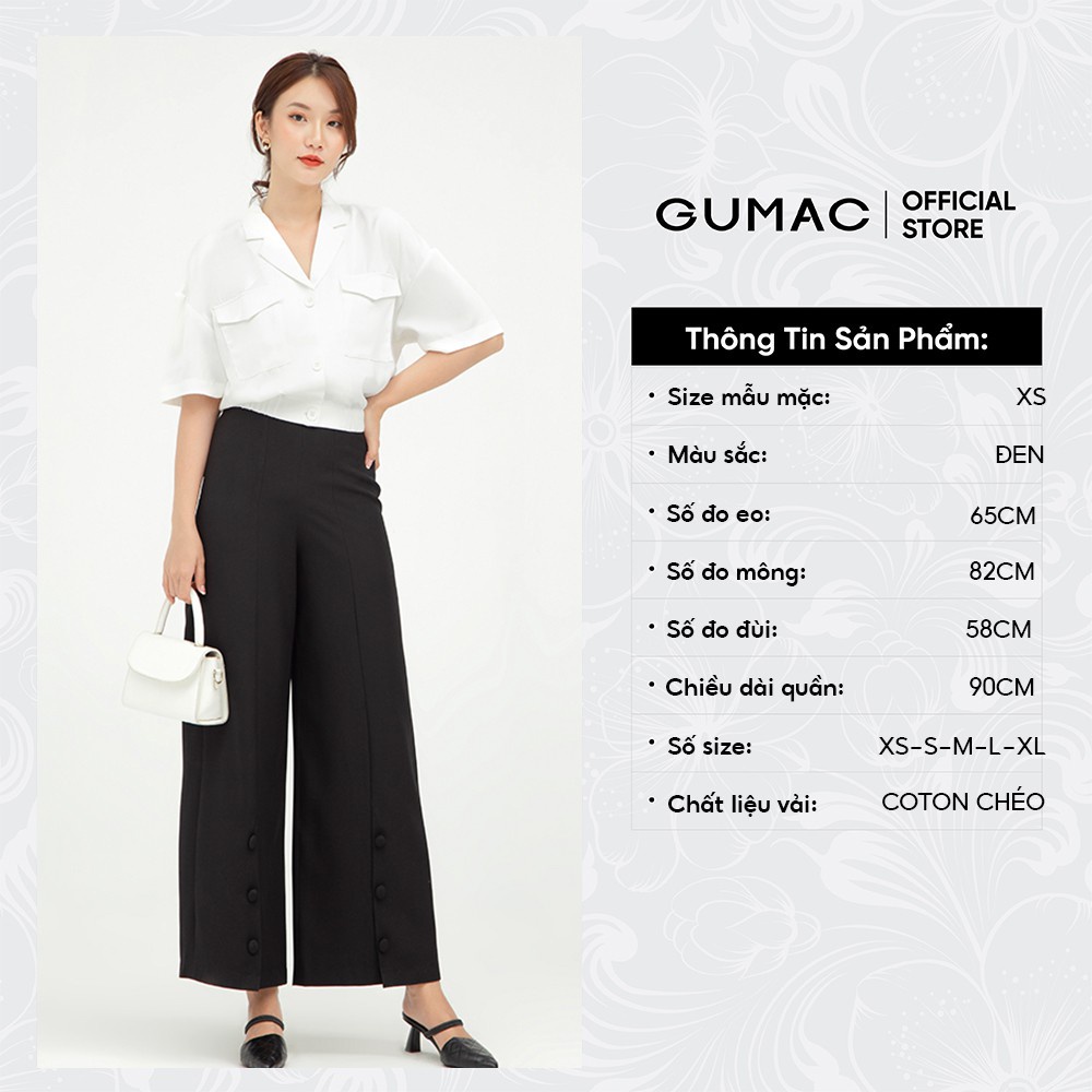 [Mã WABRGUM giảm 10% tối đa 30K đơn 99K] Quần tây nữ ống rộng phối nút GUMAC nhiều màu QB530