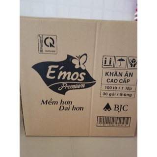 Khăn giấy  vuông  E'mos ( một thùng 30 gói )