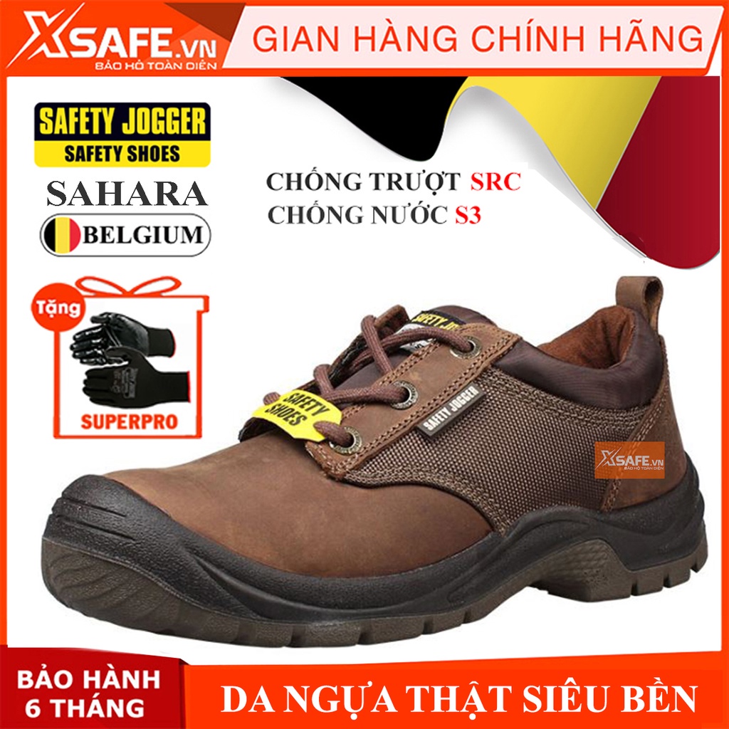 Giày bảo hộ lao động nam Jogger Sahara S3 da ngựa siêu bền, chống nước, chống đinh, trơn trượt Giày công trình, nhà máy