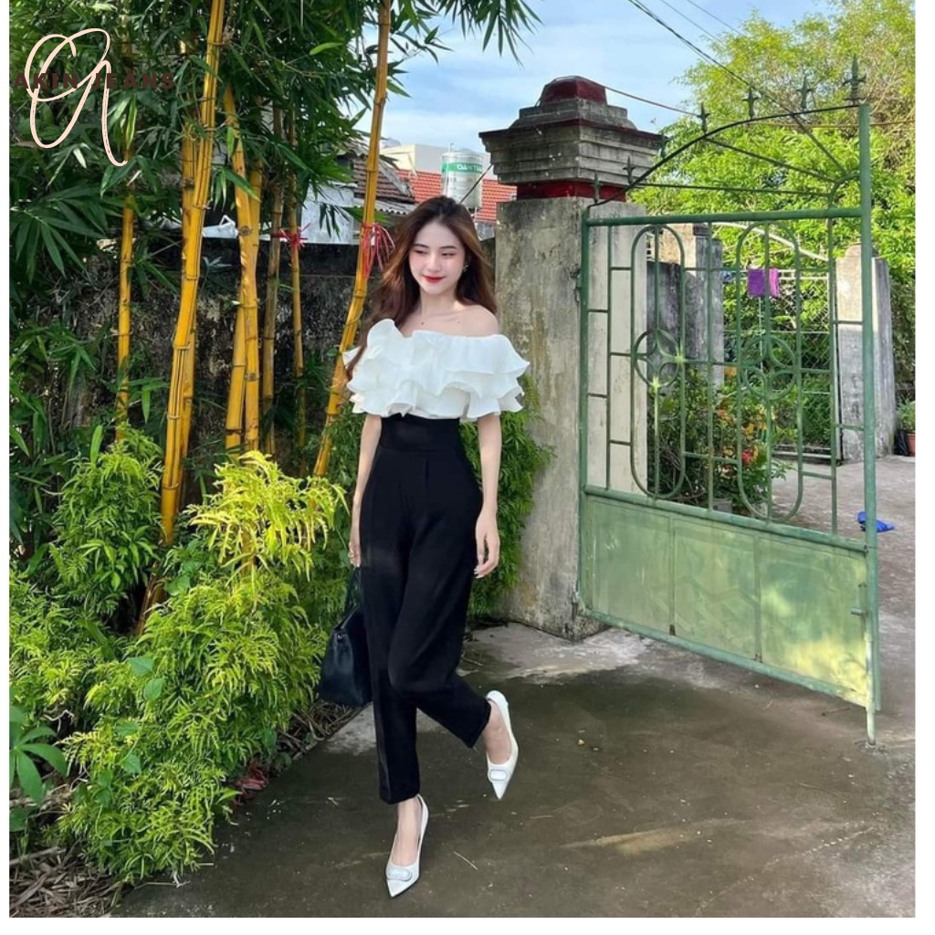 Quần Baggy Cạp Cao Akin Jeans Quần Tây Nữ Cạp V Khóa Sau Lưng Chất Vải Ruby Cao Cấp, Siêu Tôn Dáng, Bgcv
